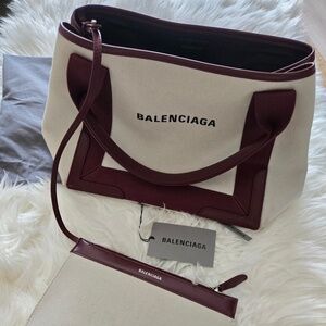 Balenciaga Small Navy Cabas Tote Bag